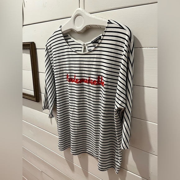 LÉO & UGO Striped Black and White MADEMOISELLE Women's Top SIZE 5 46eu - Picture 7 of 9